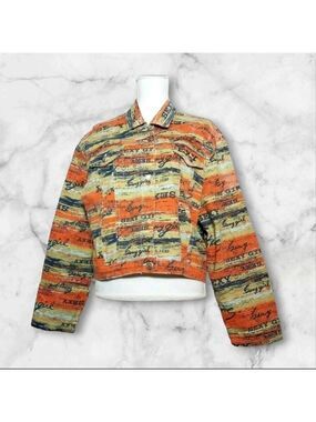 Navi Authentic Jeanswear Jacket 2XL Sexy Girl Patterned Multicolor Denim Pockets